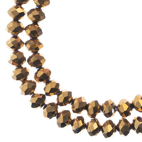 Crystal Lane(tm) Faceted Donut Rondelle - 6x8mm - Opaque Gold Iris (strand)
