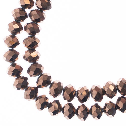 Crystal Lane(tm) Faceted Donut Rondelle - 6x8mm - Opaque Copper Iris (strand)