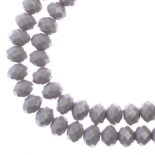Crystal Lane(tm) Faceted Donut Rondelle - 6x8mm - Opalino Grey (strand)