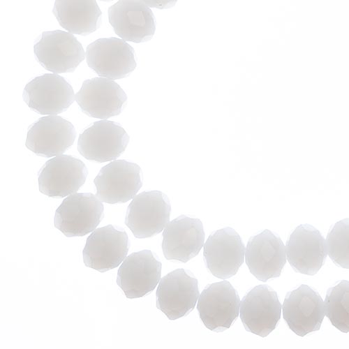 Crystal Lane(tm) Faceted Donut Rondelle - 8x10mm - Opalino White (strand)