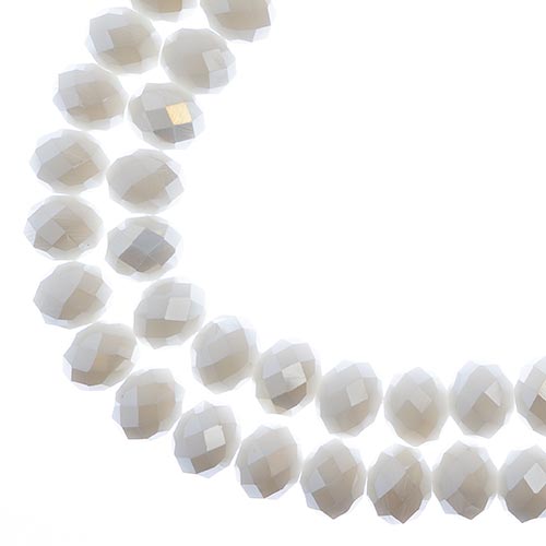 Crystal Lane(tm) Faceted Donut Rondelle - 8x10mm - Opaque White AB (strand)