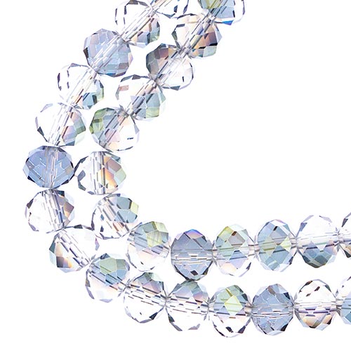 Crystal Lane(tm) Faceted Donut Rondelle - 8x10mm - Transparent Rose Green Luster