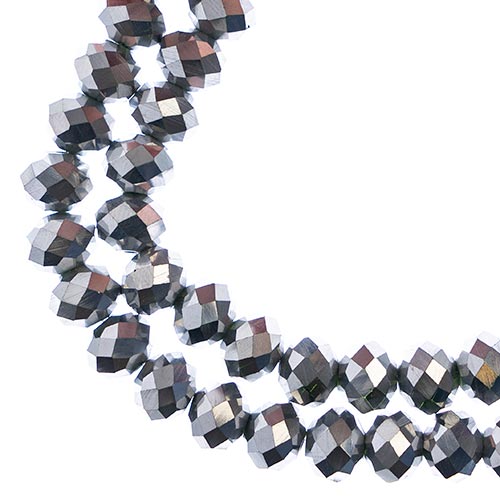 Crystal Lane(tm) Faceted Donut Rondelle - 8x10mm - Opaque Silver Iris (strand)