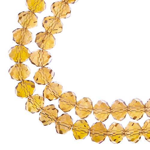 Crystal Lane(tm) Faceted Donut Rondelle - 8x10mm - Transparent Topaz AB (strand)