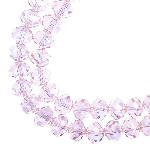 Crystal Lane(tm) Faceted Donut Rondelle - 8x10mm - Transparent Pink AB (strand)
