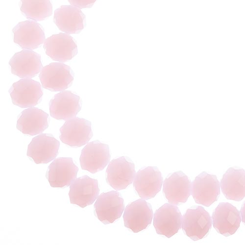 Crystal Lane(tm) Faceted Donut Rondelle - 8x10mm - Opalino Pink (strand)
