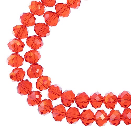 Crystal Lane(tm) Faceted Donut Rondelle - 8x10mm - Transparent Red AB (strand)