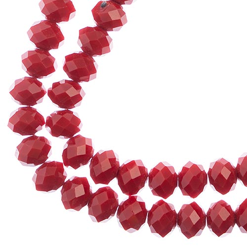 Crystal Lane(tm) Faceted Donut Rondelle - 8x10mm - Opalino Red (strand)