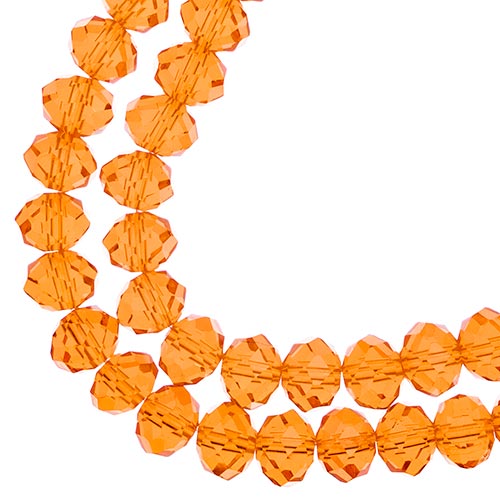 Crystal Lane(tm) Faceted Donut Rondelle - 8x10mm - Transparent Orange (strand)