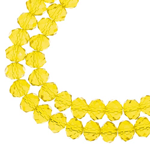 Crystal Lane(tm) Faceted Donut Rondelle - 8x10mm - Transparent Yellow (strand)