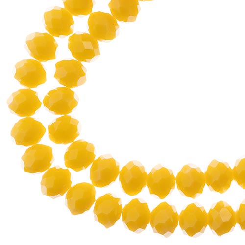 Crystal Lane(tm) Faceted Donut Rondelle - 8x10mm - Opaque Yellow (strand)