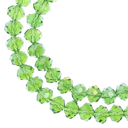Crystal Lane(tm) Faceted Donut Rondelle - 8x10mm - Transparent Green AB (strand)