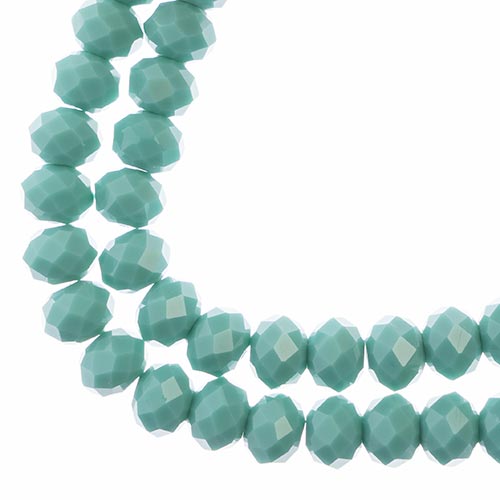 Crystal Lane(tm) Faceted Donut Rondelle - 8x10mm - Opalino Turquoise Green (stra
