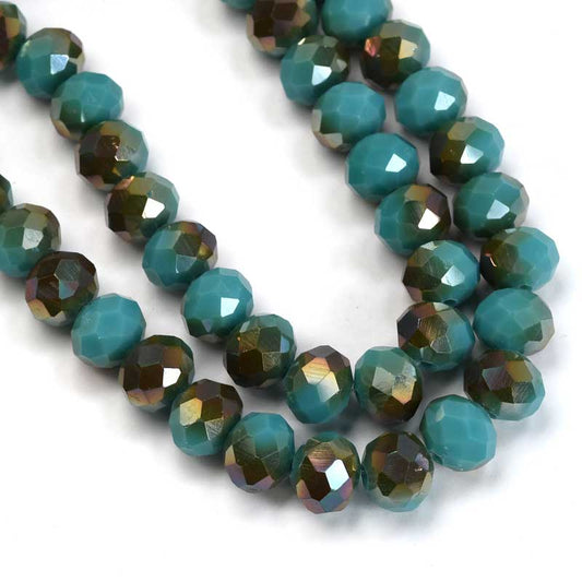 Crystal Lane(tm) Faceted Donut Rondelle - 8x10mm - Opalino Turquoise Blue Champa