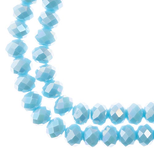 Crystal Lane(tm) Faceted Donut Rondelle - 8x10mm - Opalino Sky Blue AB (strand)