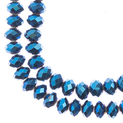 Crystal Lane(tm) Faceted Donut Rondelle - 8x10mm - Opaque Blue Iris (strand)