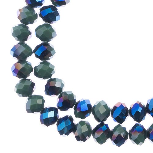 Crystal Lane(tm) Faceted Donut Rondelle - 8x10mm - Opaque Dark Green half Blue I