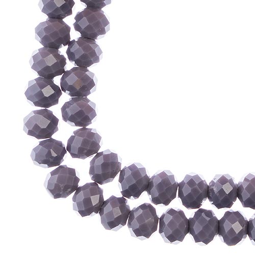 Crystal Lane(tm) Faceted Donut Rondelle - 8x10mm - Opalino Dark Purple (strand)