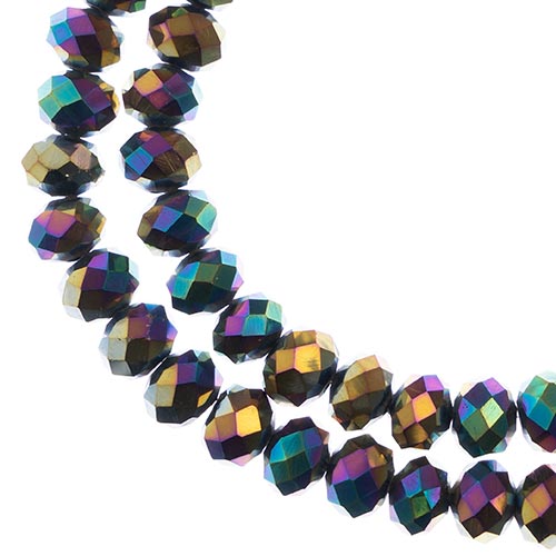 Crystal Lane(tm) Faceted Donut Rondelle - 8x10mm - Opaque Multi Color Iris (stra