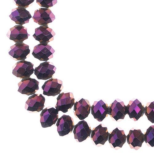 Crystal Lane(tm) Faceted Donut Rondelle - 8x10mm - Opaque Purple Iris (strand)