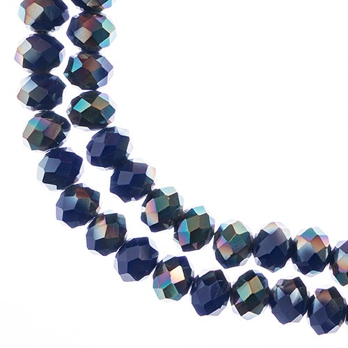 Crystal Lane(tm) Faceted Donut Rondelle - 8x10mm - Opaque Dark Sapphire half Mul