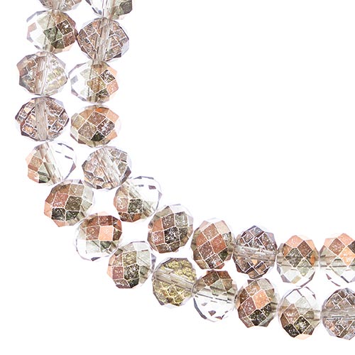Crystal Lane(tm) Faceted Donut Rondelle - 8x10mm - Transparent Crystal half Copp