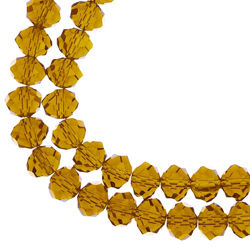 Crystal Lane(tm) Faceted Donut Rondelle - 8x10mm - Transparent Amber (strand)