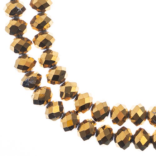 Crystal Lane(tm) Faceted Donut Rondelle - 8x10mm - Opaque Gold Iris (strand)