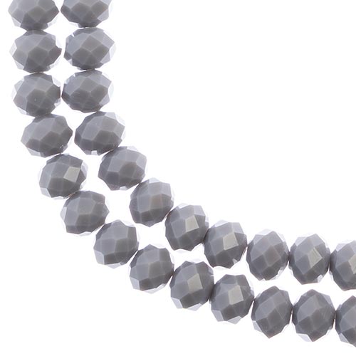 Crystal Lane(tm) Faceted Donut Rondelle - 8x10mm - Opalino Grey (strand)
