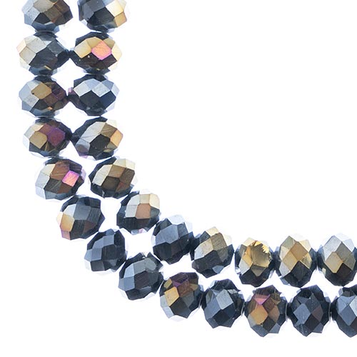 Crystal Lane(tm) Faceted Donut Rondelle - 8x10mm - Opaque Gunmetal Luster (stran