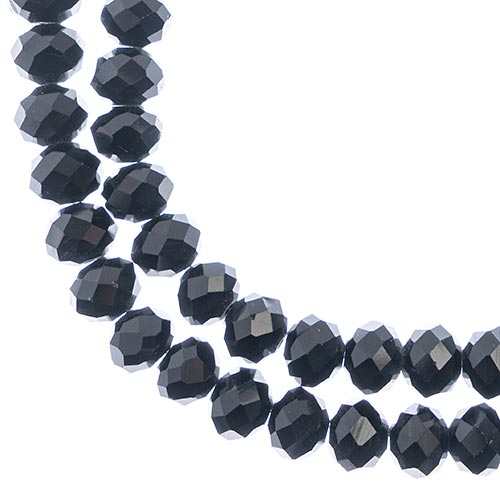 Crystal Lane(tm) Faceted Donut Rondelle - 8x10mm - Opaque Black (strand)
