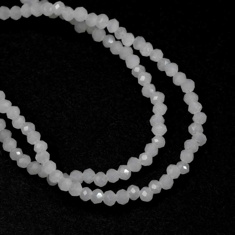 Crystal Lane(tm) Faceted Donut Rondelle - 1.5x2.5mm - Opalino White (strand)