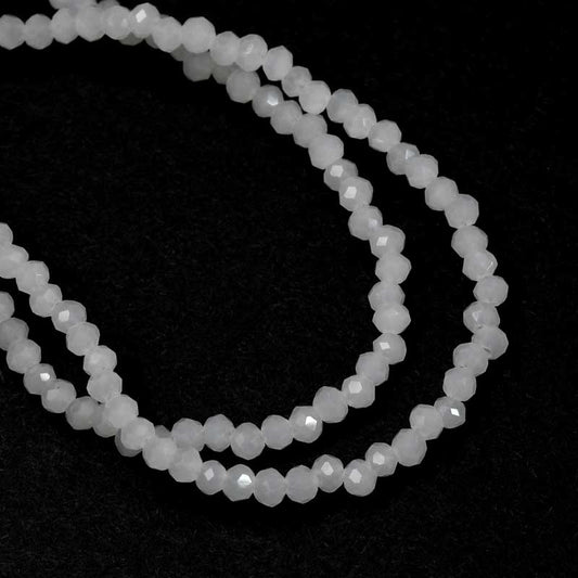 Crystal Lane(tm) Faceted Donut Rondelle - 1.5x2.5mm - Opalino White (strand)