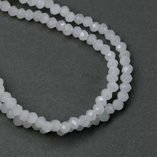 Crystal Lane(tm) Faceted Donut Rondelle - 1.5x2.5mm - Opalino White (strand)