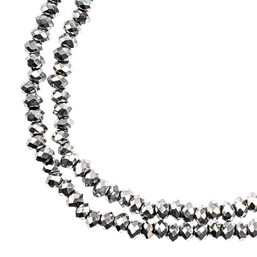 Crystal Lane(tm) Faceted Donut Rondelle - 1.5x2.5mm - Opaque Silver Iris (strand