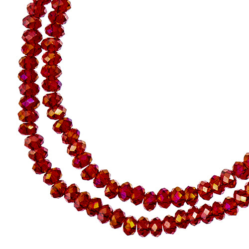 Crystal Lane(tm) Faceted Donut Rondelle - 1.5x2.5mm - Transparent Red AB (strand