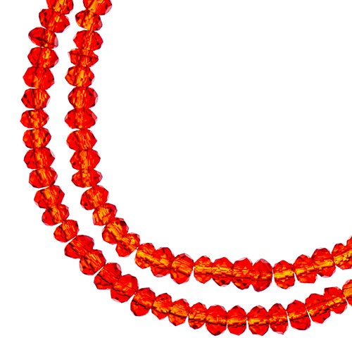 Crystal Lane(tm) Faceted Donut Rondelle - 1.5x2.5mm - Transparent Red (strand)