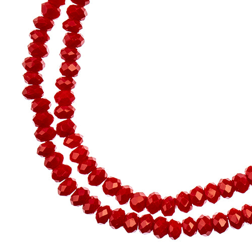 Crystal Lane(tm) Faceted Donut Rondelle - 1.5x2.5mm - Opalino Red (strand)