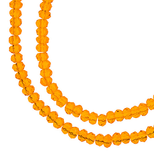 Crystal Lane(tm) Faceted Donut Rondelle - 1.5x2.5mm - Transparent Orange (strand