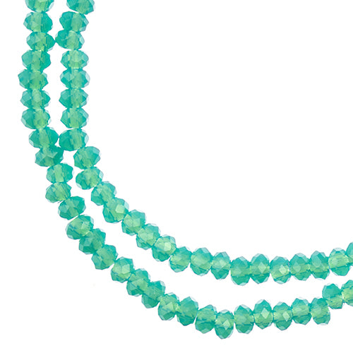Crystal Lane(tm) Faceted Donut Rondelle - 1.5x2.5mm - Opalino Turquoise Green (s