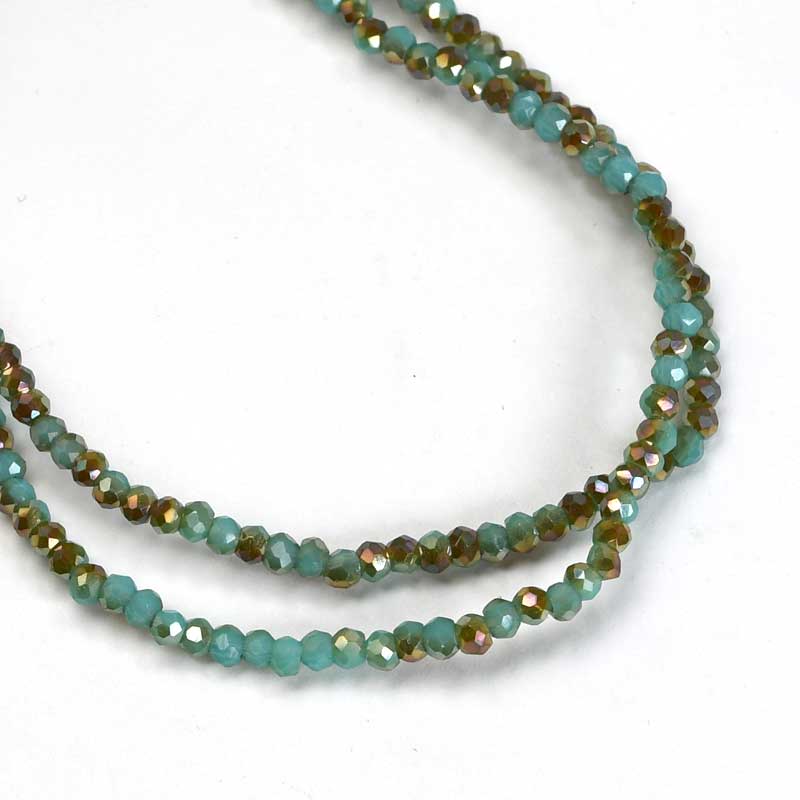 Crystal Lane(tm) Faceted Donut Rondelle - 1.5x2.5mm - Opalino Turquoise Blue Cha