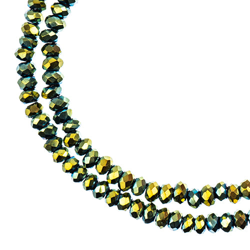 Crystal Lane(tm) Faceted Donut Rondelle - 1.5x2.5mm - Opaque Green Iris (strand)