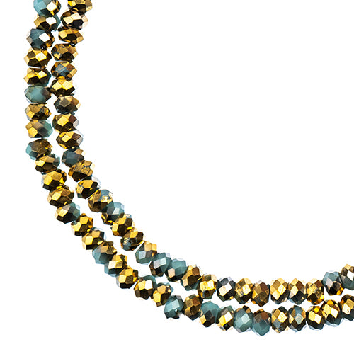 Crystal Lane(tm) Faceted Donut Rondelle - 1.5x2.5mm - Opaque Dark Blue half Gold