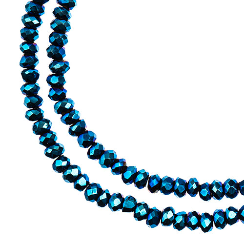 Crystal Lane(tm) Faceted Donut Rondelle - 1.5x2.5mm - Opaque Blue Iris (strand)
