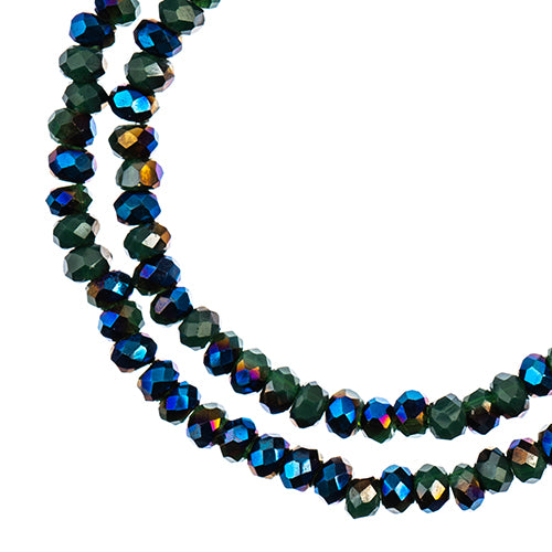 Crystal Lane(tm) Faceted Donut Rondelle - 1.5x2.5mm - Opaque Dark Green half Blu