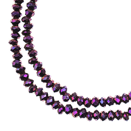 Crystal Lane(tm) Faceted Donut Rondelle - 1.5x2.5mm - Opaque Purple Iris (strand