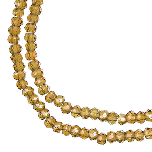 Crystal Lane(tm) Faceted Donut Rondelle - 1.5x2.5mm - Transparent Light Amber Pu