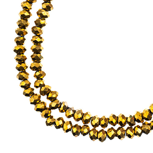 Crystal Lane(tm) Faceted Donut Rondelle - 1.5x2.5mm - Opaque Gold Iris (strand)