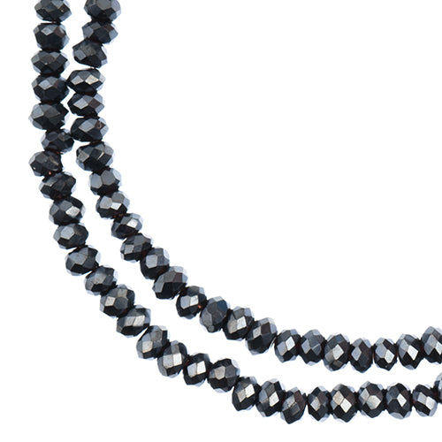 Crystal Lane(tm) Faceted Donut Rondelle - 1.5x2.5mm - Opaque Gunmetal Luster (st