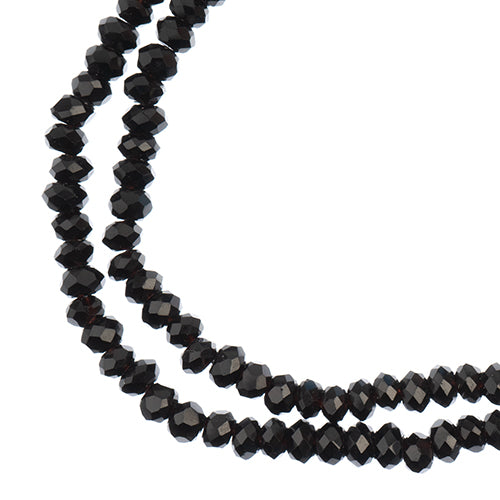 Crystal Lane(tm) Faceted Donut Rondelle - 1.5x2.5mm - Opaque Black (strand)